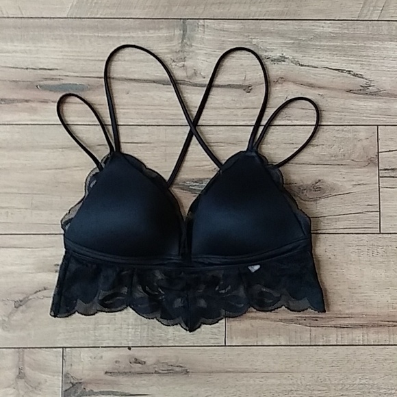 Pink Victoria's Secret Push-up Black Scallop Lace Bralette Bra. Size XS - Picture 11 of 17